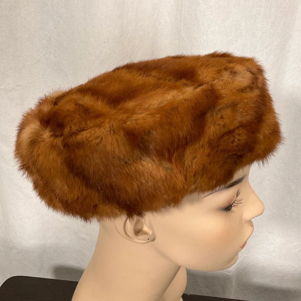 Vintage Real Mink Pillbox Hat Womens Small‎ 1930s-40s Formal Unbranded Retro